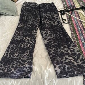 Cache Black and Gray Animal Print Straight Leg Pants